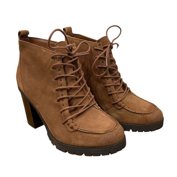 Circus by Sam Edelman Saddle Brown Suede Chunky Heel Bootie Size 8 - Picture 5 of 13